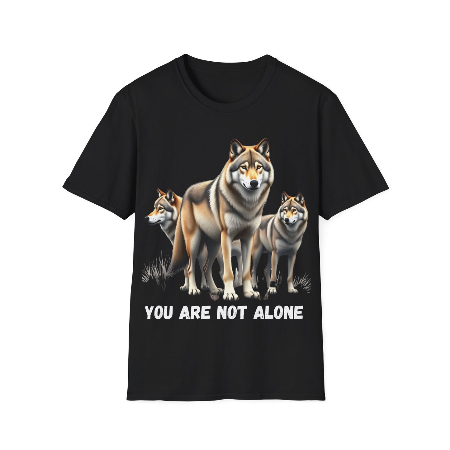 Wolf Trio Unisex T-Shirt - 'You Are Not Alone' Design