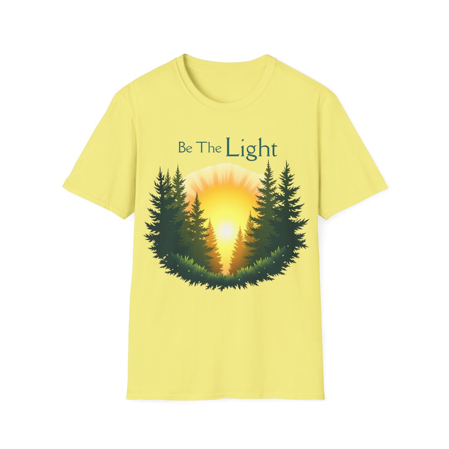 Sunrise Pine Unisex T-Shirt - Be the Light Inspirational Message