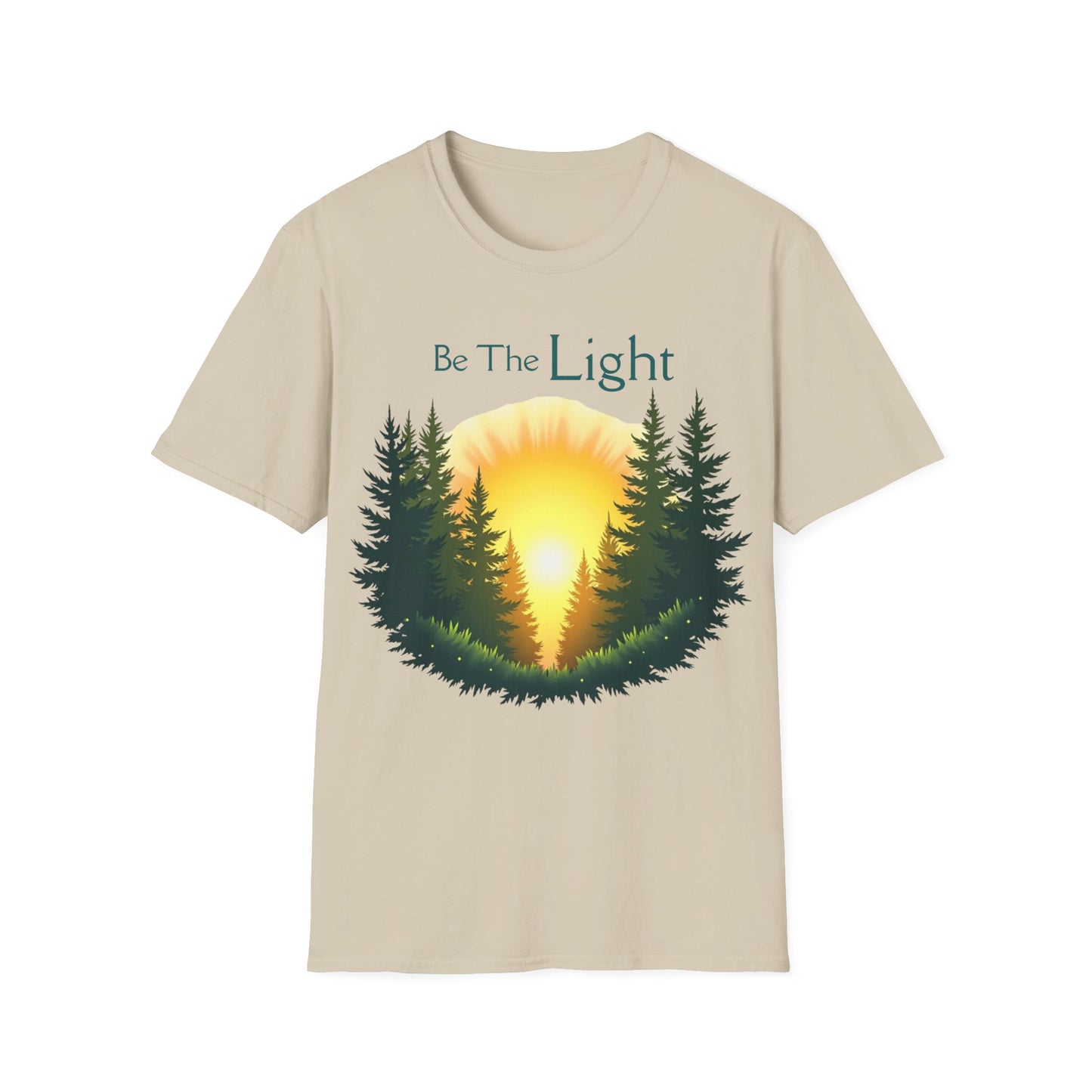 Sunrise Pine Unisex T-Shirt - Be the Light Inspirational Message