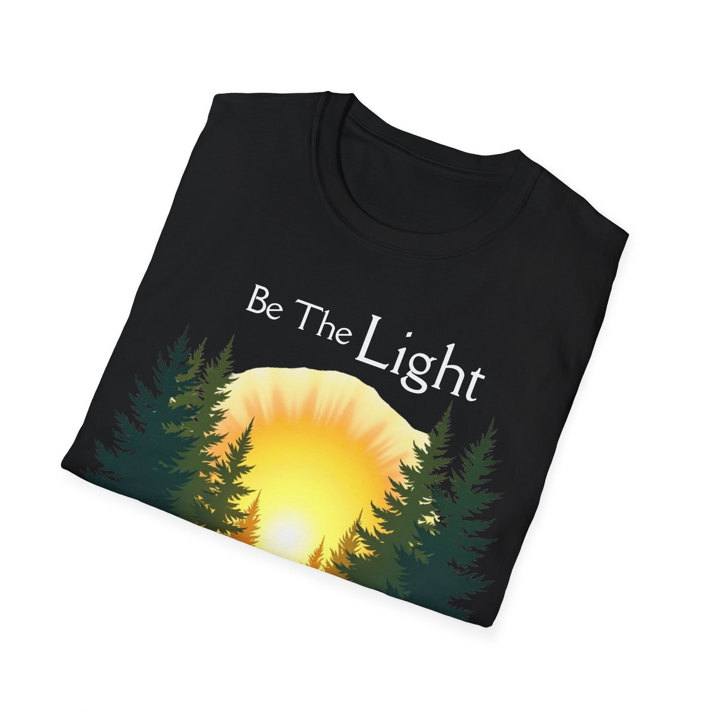 Sunrise Pine Unisex T-Shirt - Be the Light Inspirational Message