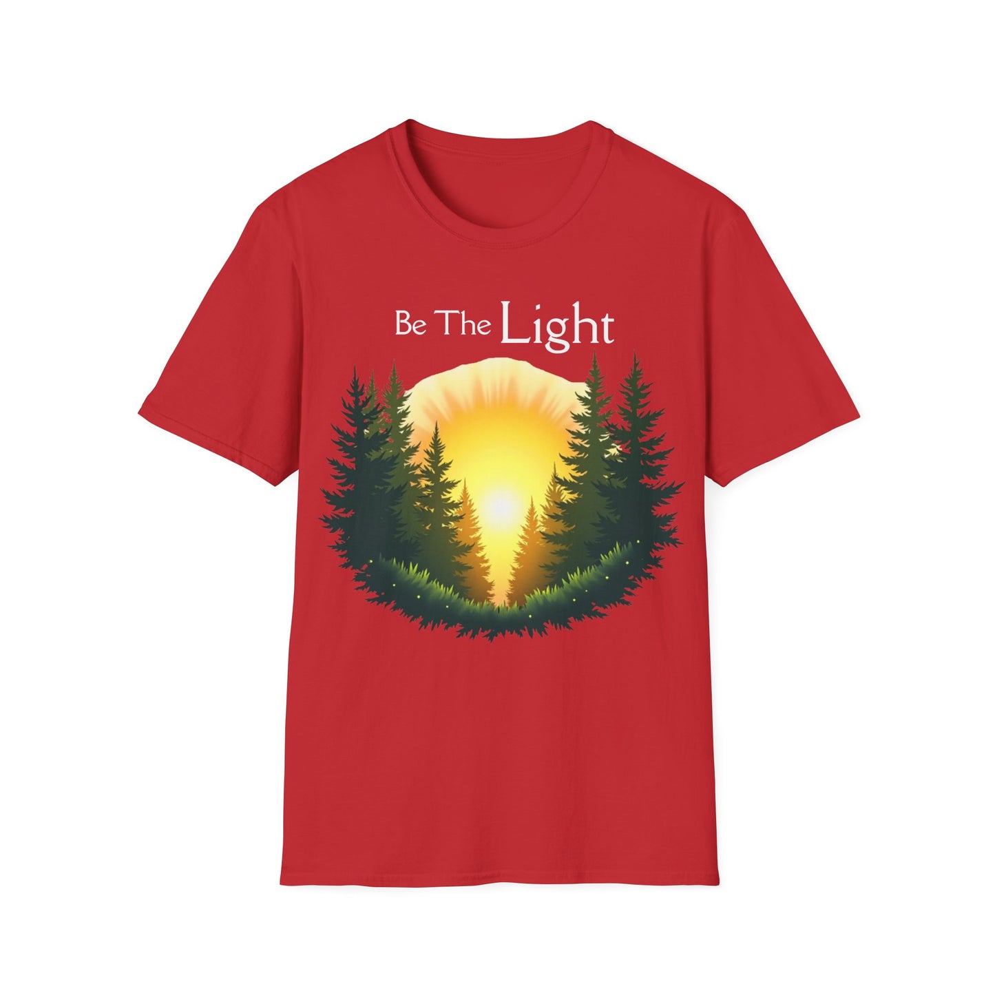 Sunrise Pine Unisex T-Shirt - Be the Light Inspirational Message
