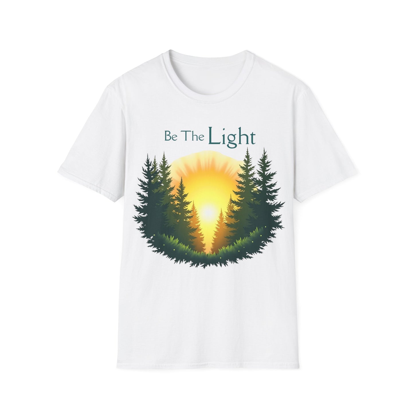 Sunrise Pine Unisex T-Shirt - Be the Light Inspirational Message